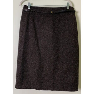 Worthington Deep Chocolate Ruffle Pencil Skirt Brown size 10